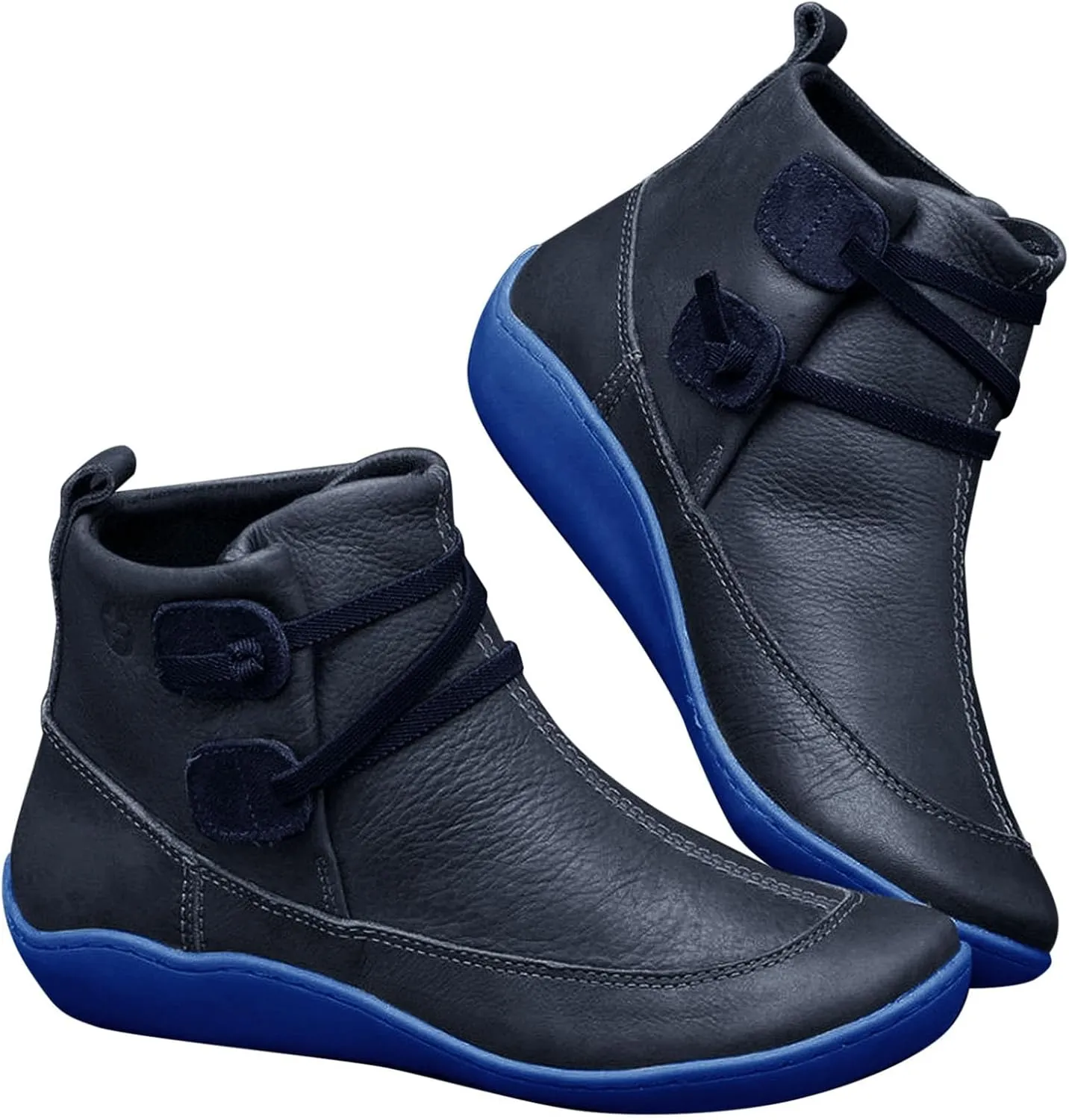 Womens Snow Boots Ankle Cowboy Booties Wide Width Womens Low Boots Ankle Steel Toe Shoes for Women Lightweight Breathable Pointed Toe Mid Heel Slip On